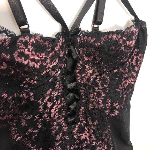 Coquette pink and black mesh teddy - Picture 4 of 6